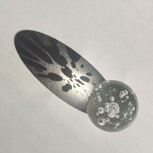 Murano Style Clear Glass Sphere Paperweight with Controlled Bubbles